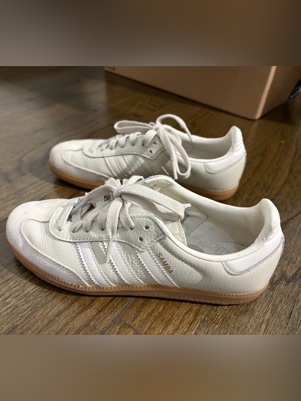 adidas White Samba Sneakers with Gum Sole